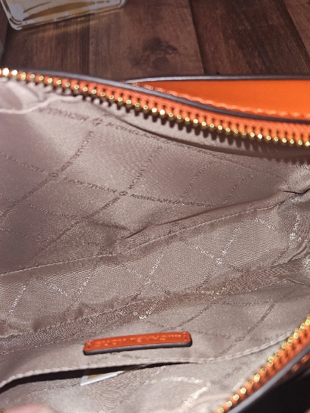 Michael Kors Orange and White Polka Dot Crossbody Bag